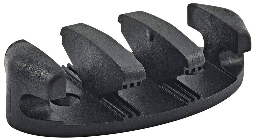 Black zigzag cleat with raised teeth for rope, textured non-slip surface
