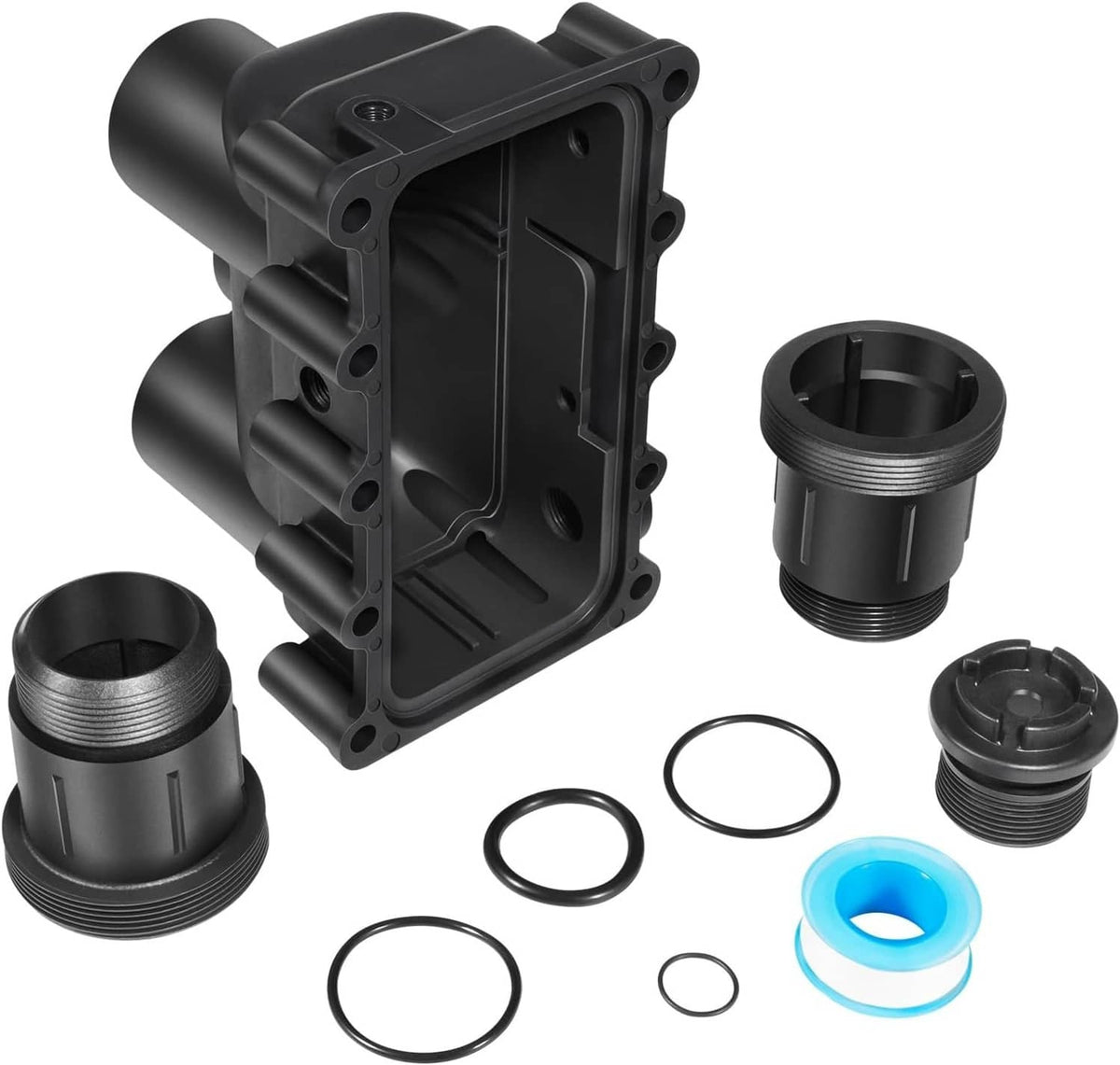 Manifold shell and included fittings with o-rings and blue sealing ring
