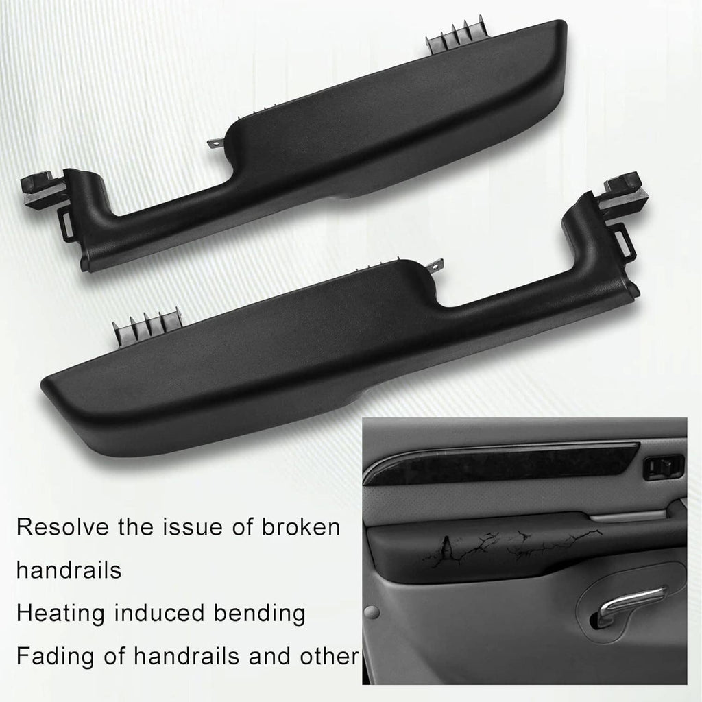 Front door armrest handle set, black plastic, with teeth-like mounting edges