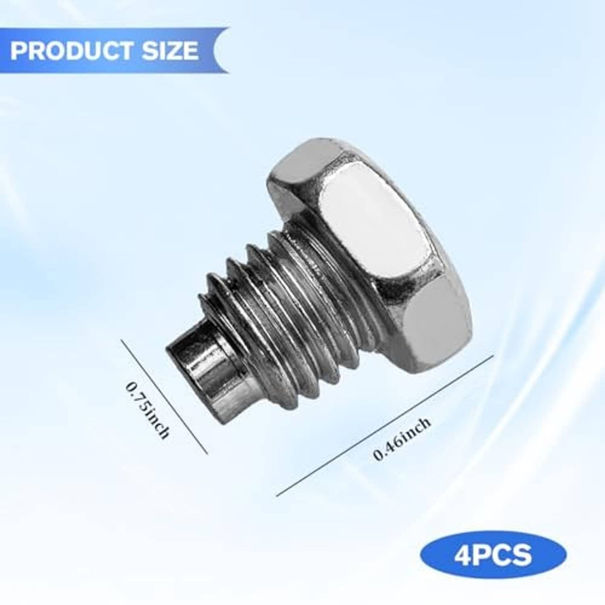 Floor jack handle bolt, silver hex-head screw with coarse threads