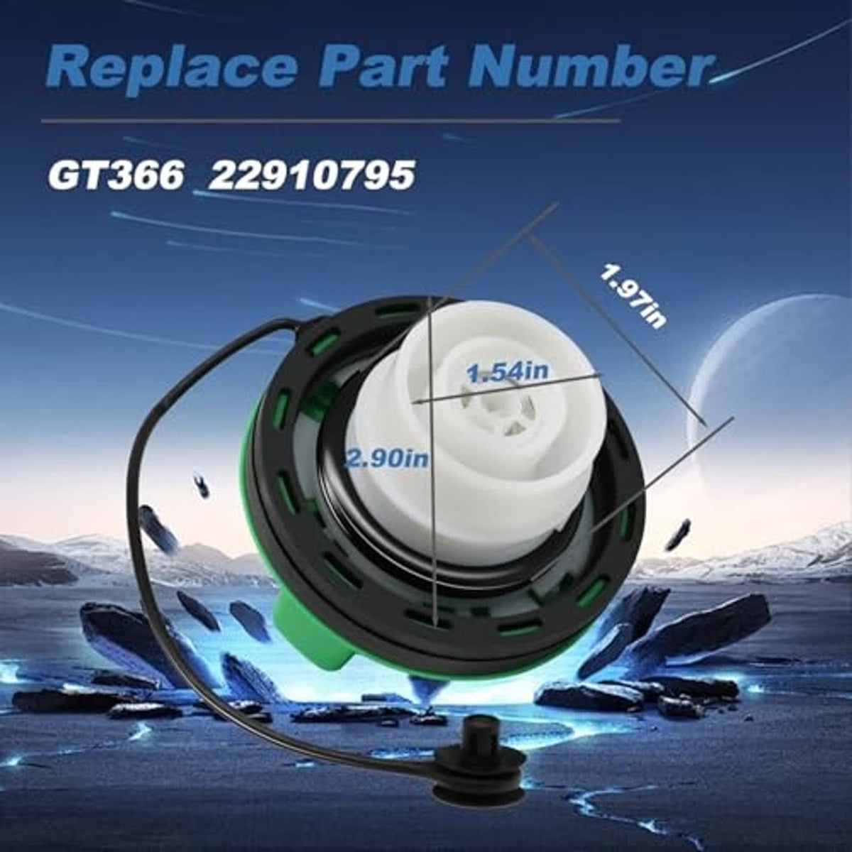 Diesel fuel tank cap with green outer ring and white inner insert, close-up