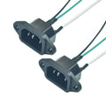 2-pack IEC 320 C14 panel mount power inlet sockets, black, prewired 3-pin leads