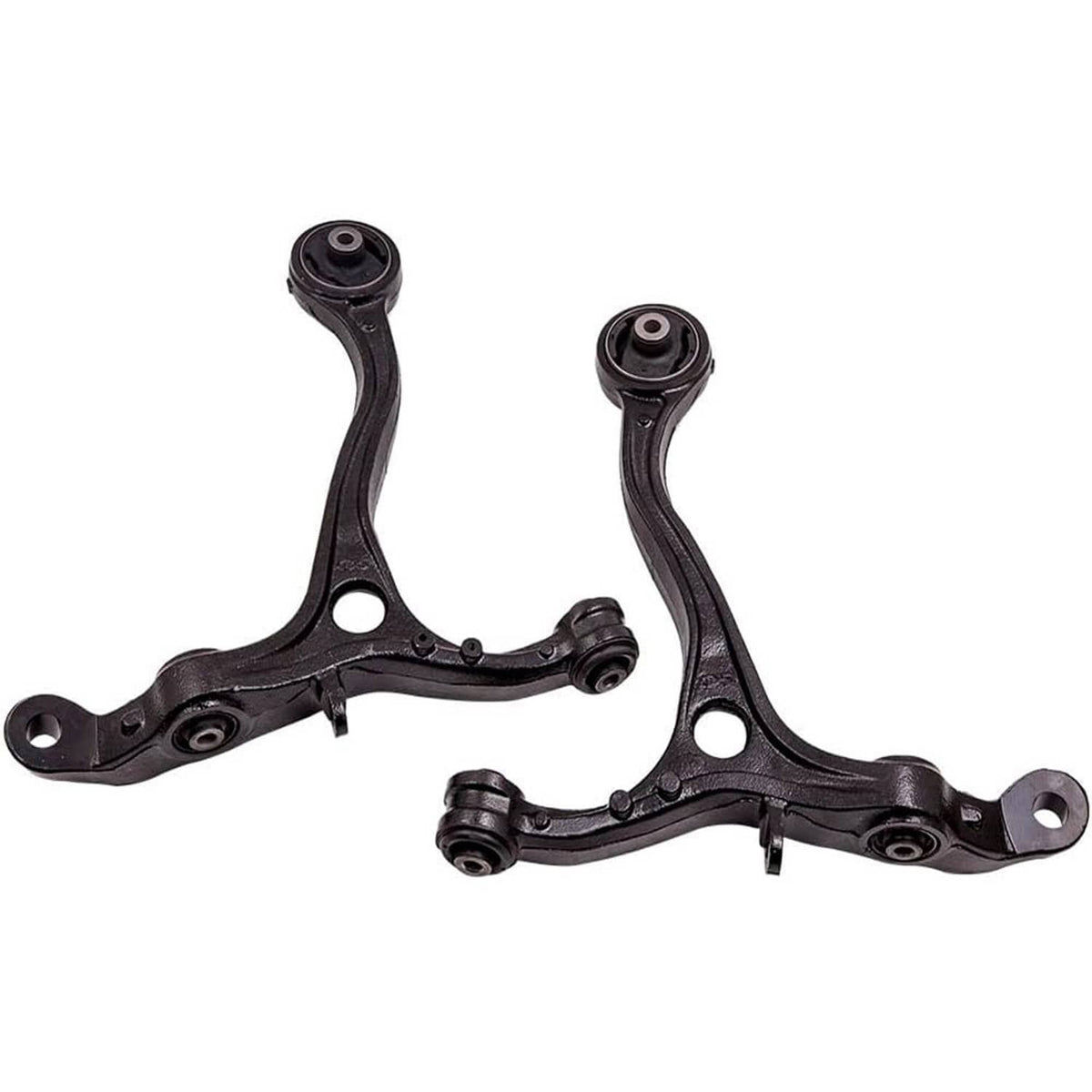 Front lower control arms set with ball joints, bushings, and mounting holes