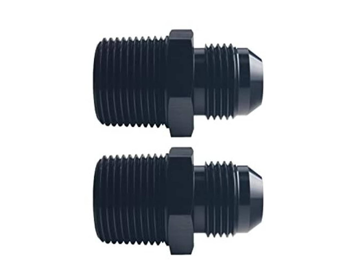 Black 10AN male to 3/4 NPT straight pipe fitting adapter, two-piece set