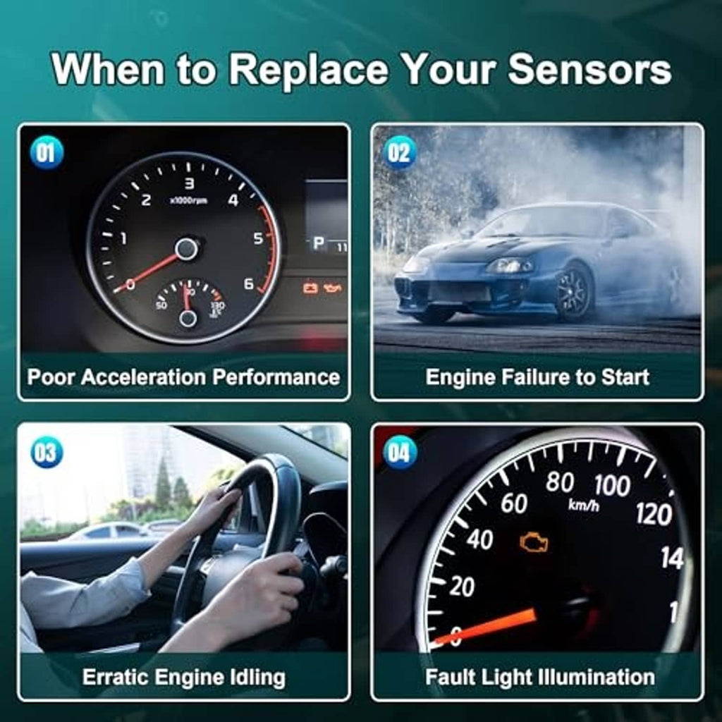 Graphic showing when to replace crankshaft position sensors by common symptoms
