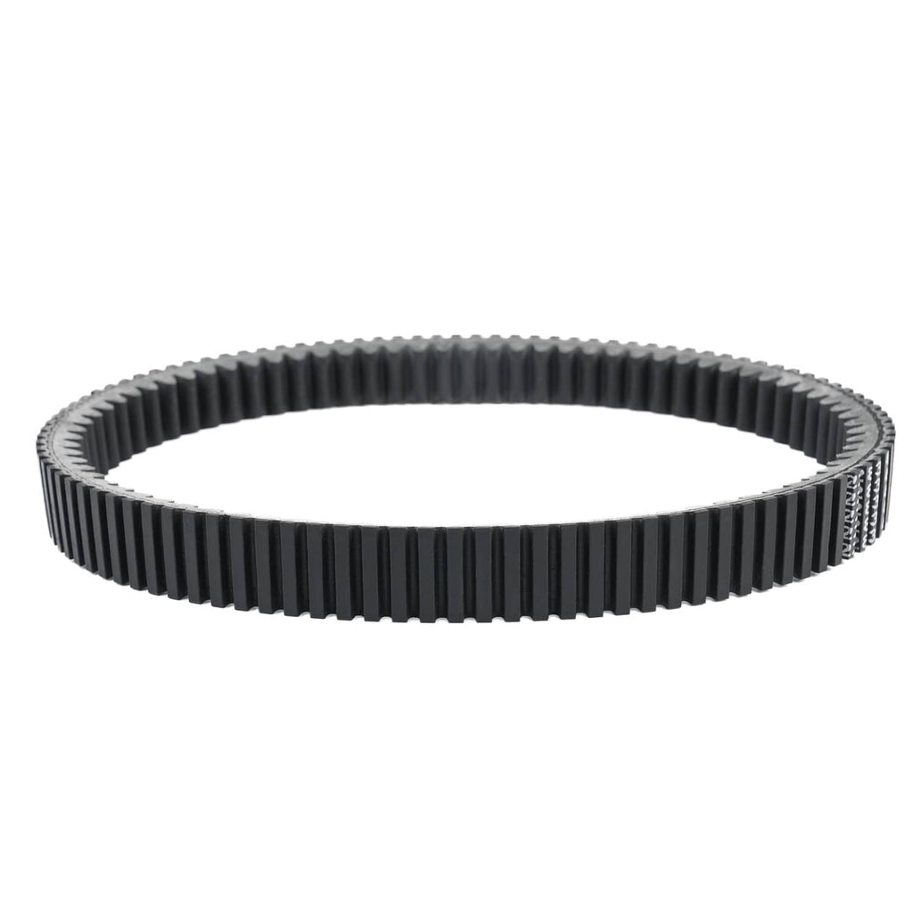 Clutch drive belt ring with ribbed teeth and textured inner edge, black