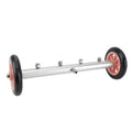 Pressure washer undercarriage attachment with silver bar and red-wheel end caps