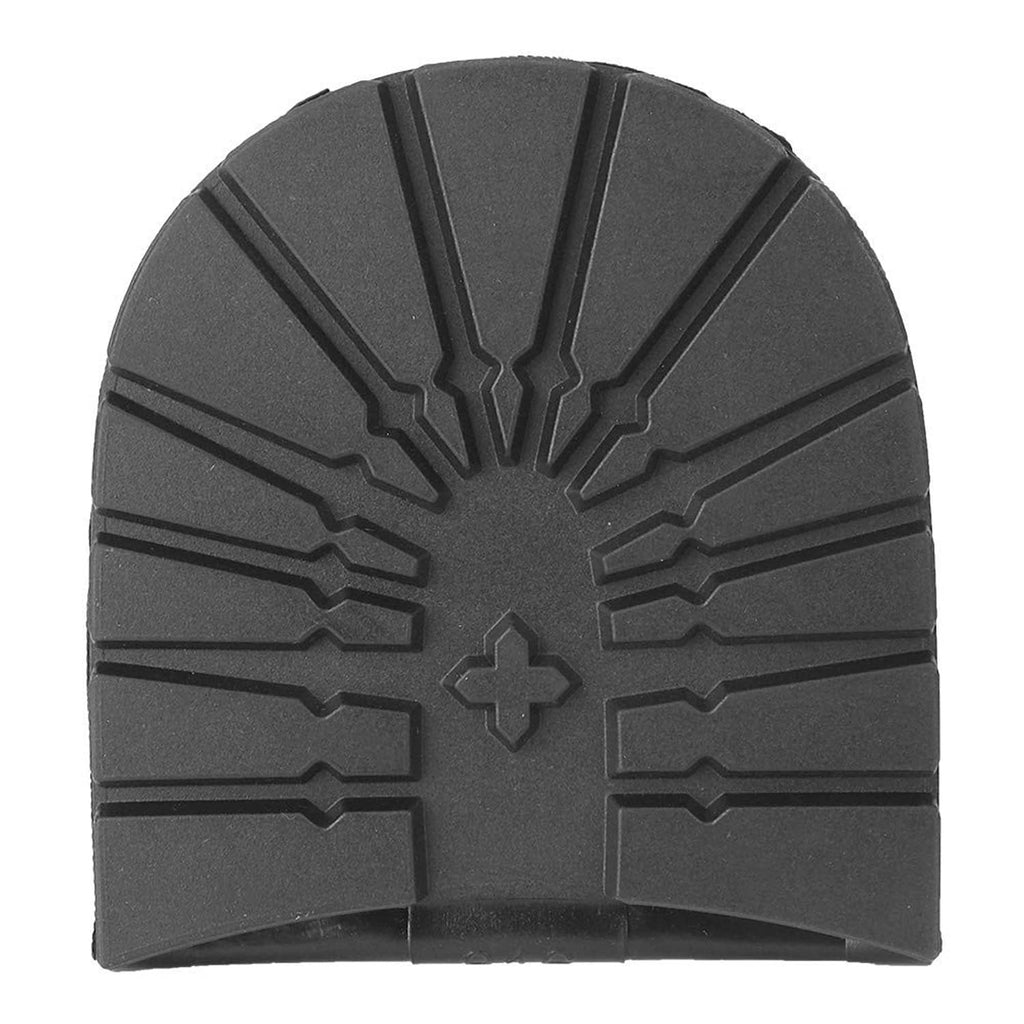 Single non-slip boot heel replacement pad with symmetrical traction tread, dark black