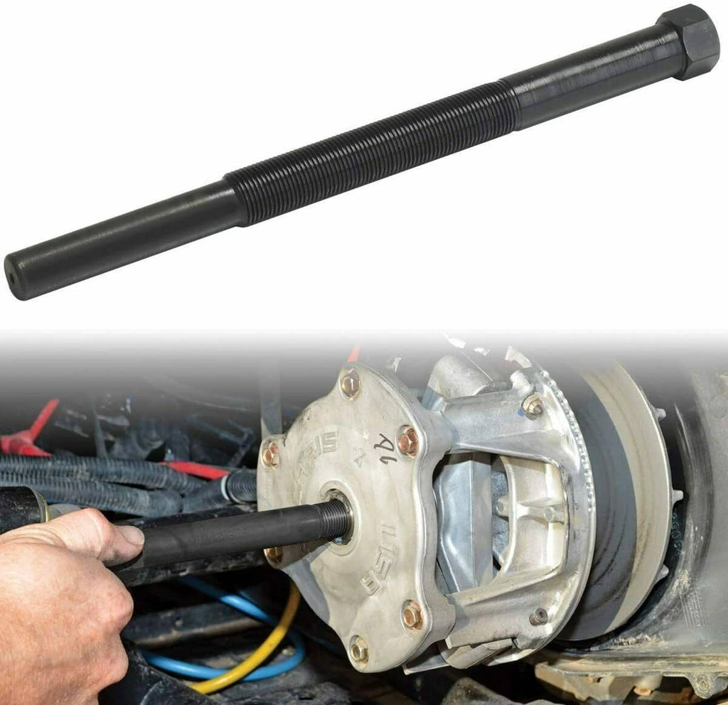 Black clutch puller remover tool with long threaded shaft for Polaris installs