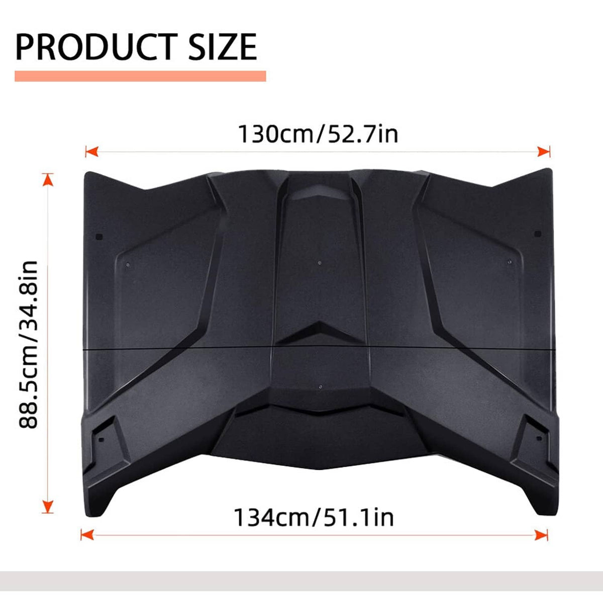Black roof panel set size diagram showing width and height measurements