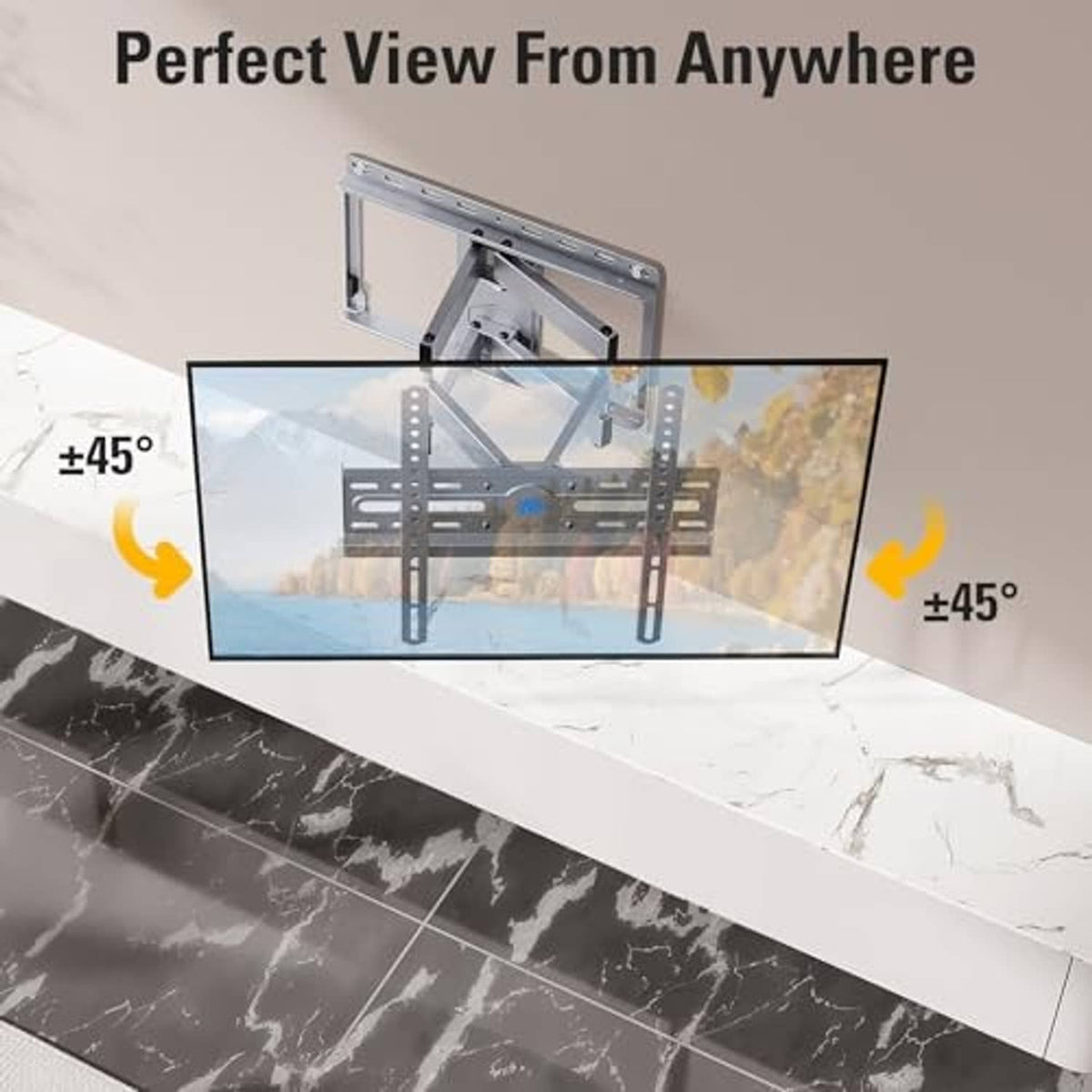 TV wall mount bracket with swiveling adjustment for wide viewing angles