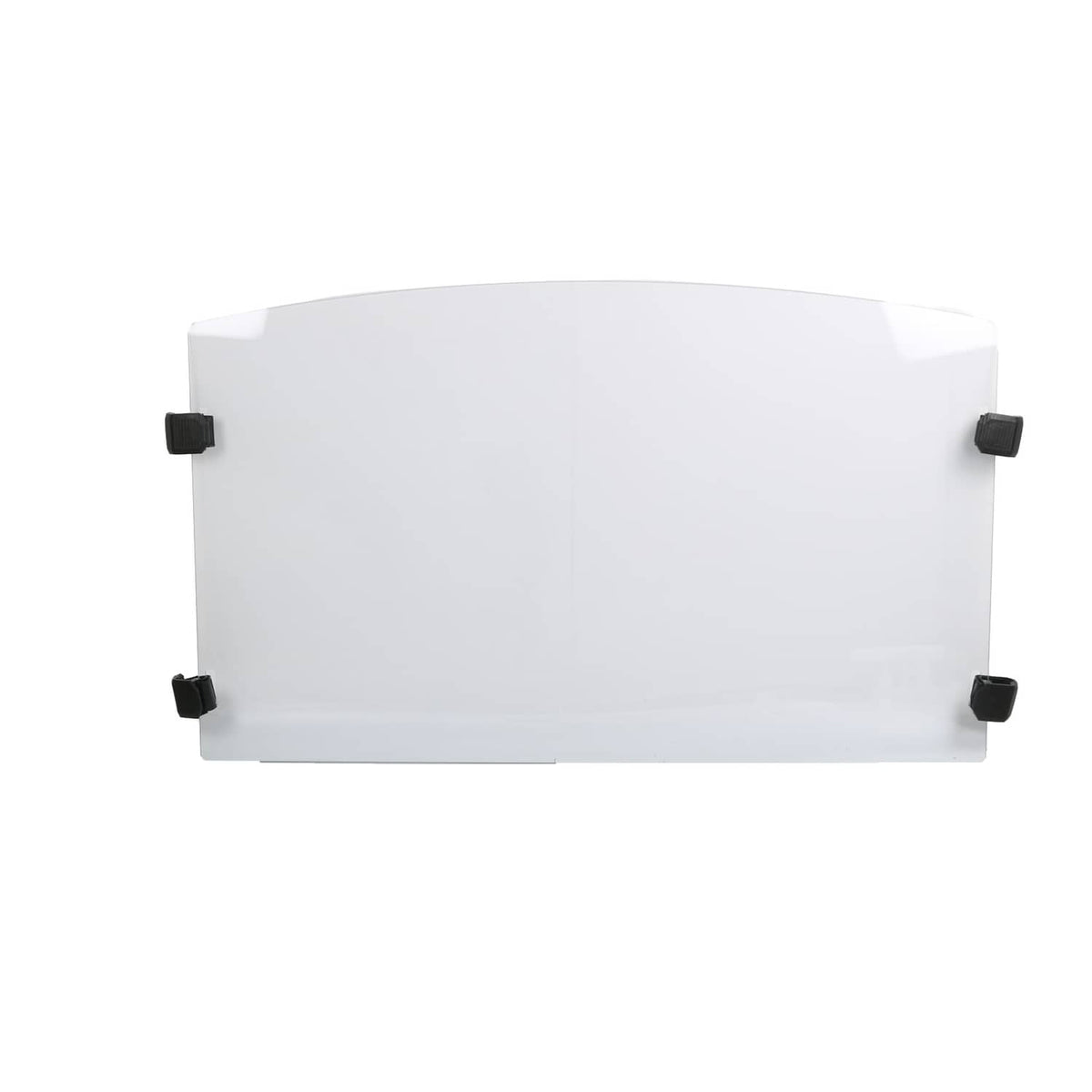 Curved front windshield for Polaris Ranger with clear panel and black mounting brackets
