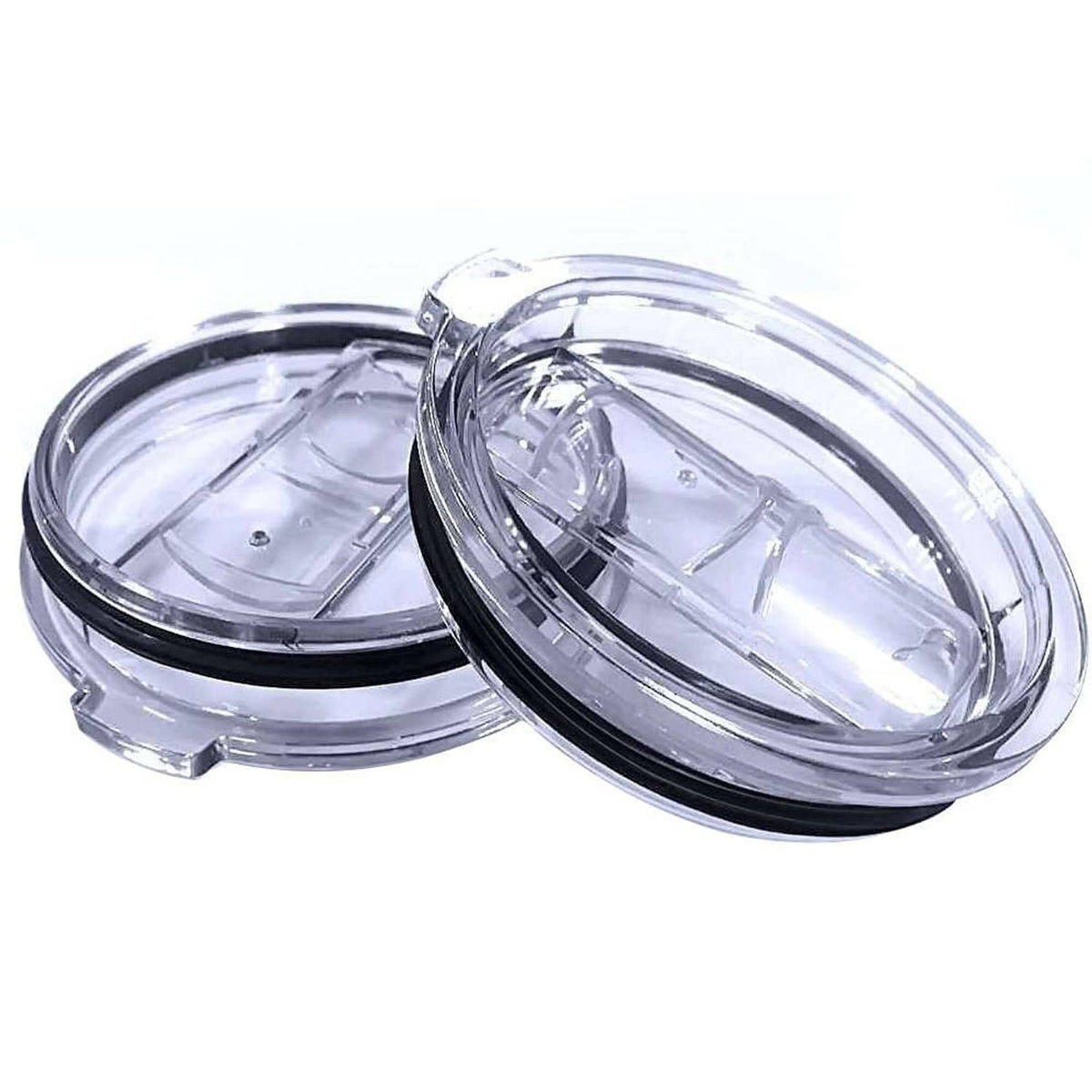 Set of 2 replacement stainless tumbler lids with clear flip sip openings