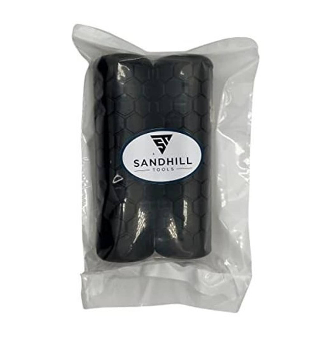 Sandhill black hexagon-pattern bike grip set in clear bag, textured non-slip rubber