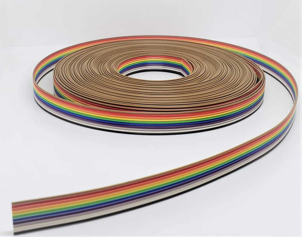 Rainbow flat ribbon IDC connector cable roll with long flat leads