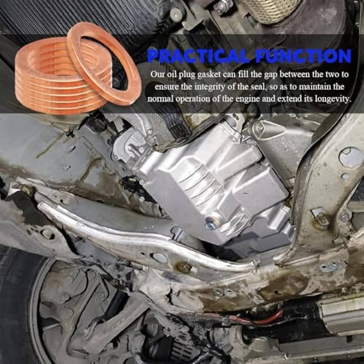 Copper oil drain plug gasket washer with a large round seal disc