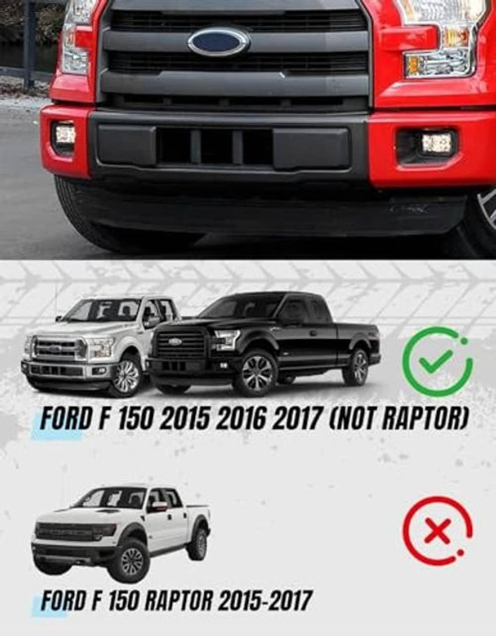 Black front bumper lower grille trim installed on a pickup truck