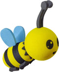 Yellow foam bee antenna topper with blue wings and black stripes on dark mast