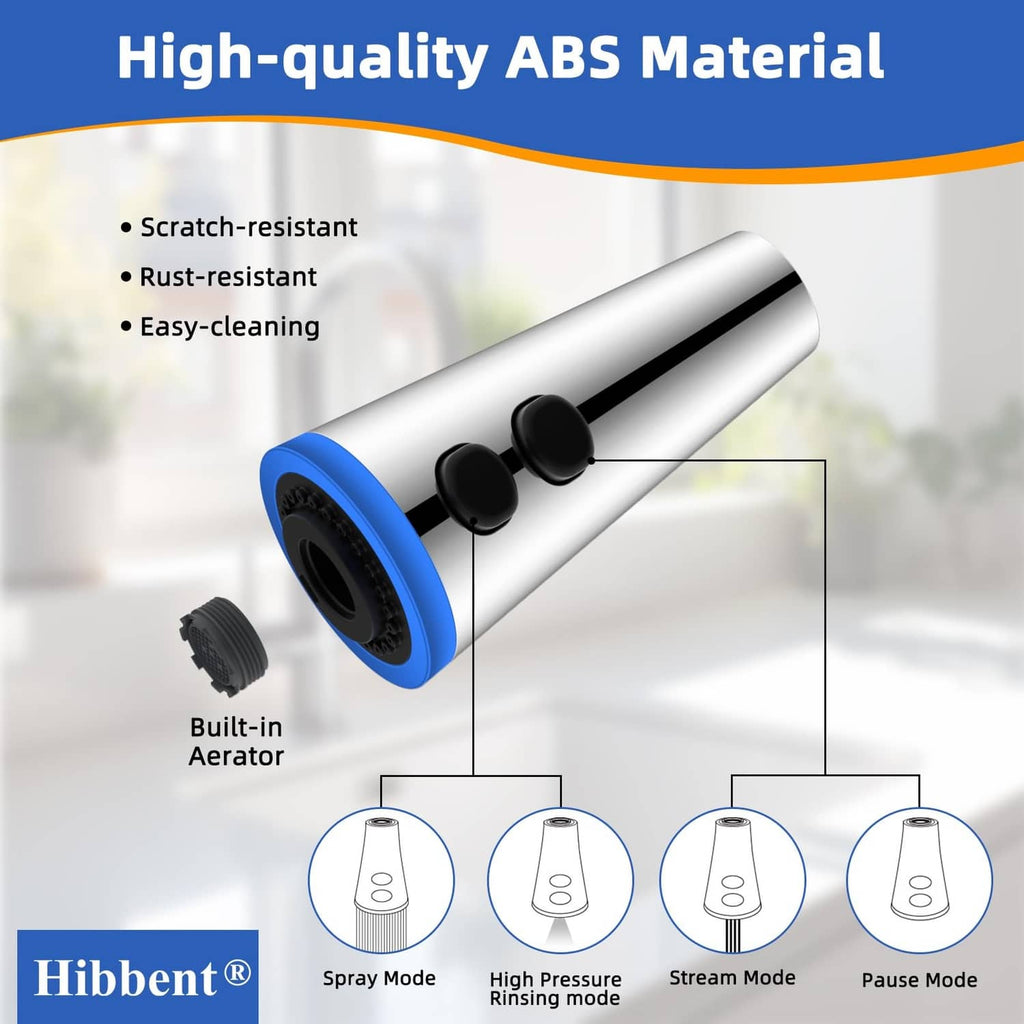 ABS faucet sprayer head with built-in aerator and blue ring for spray modes