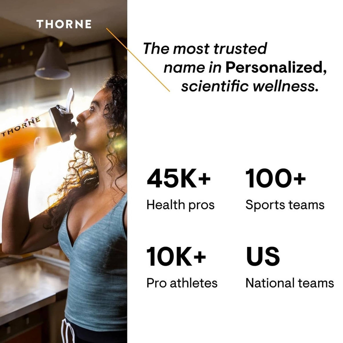 Thorne brand infographic with healthcare and sports team statistics