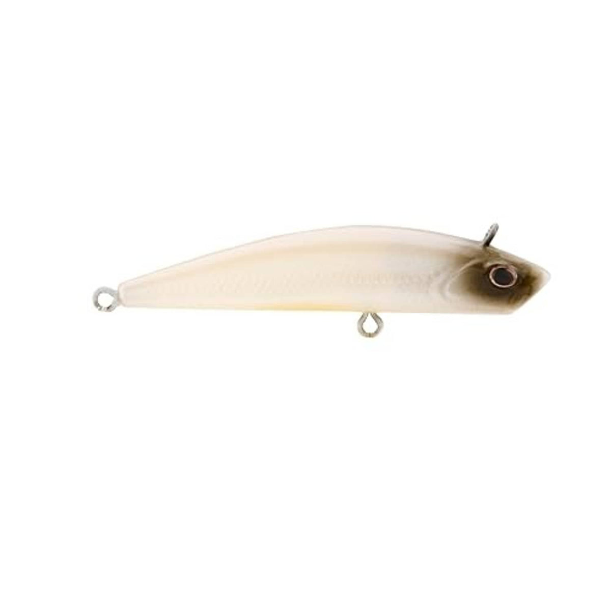 Berkley Finisher fishing lure, light pearl finish with single front treble hook