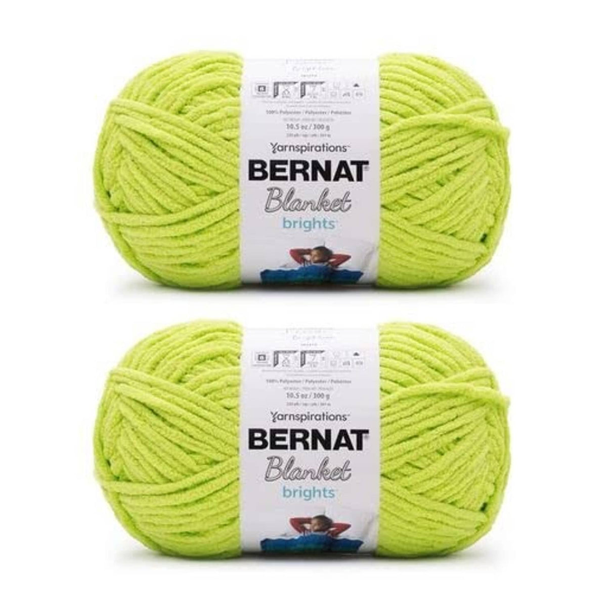 Bright lime super bulky acrylic yarn skeins, 2-pack for crocheting and knitting