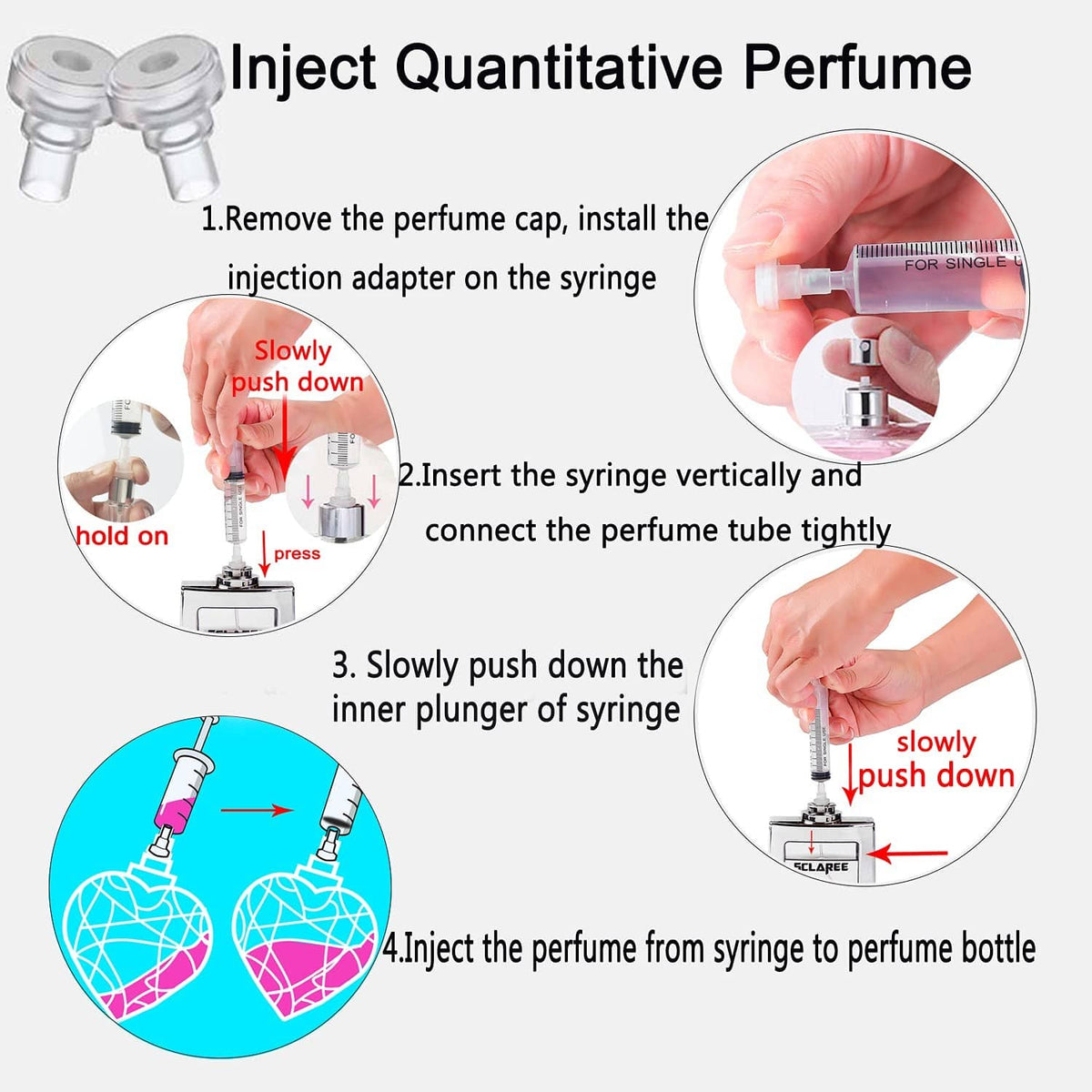 Quantitative perfume injection adapter set with syringe and connection tube
