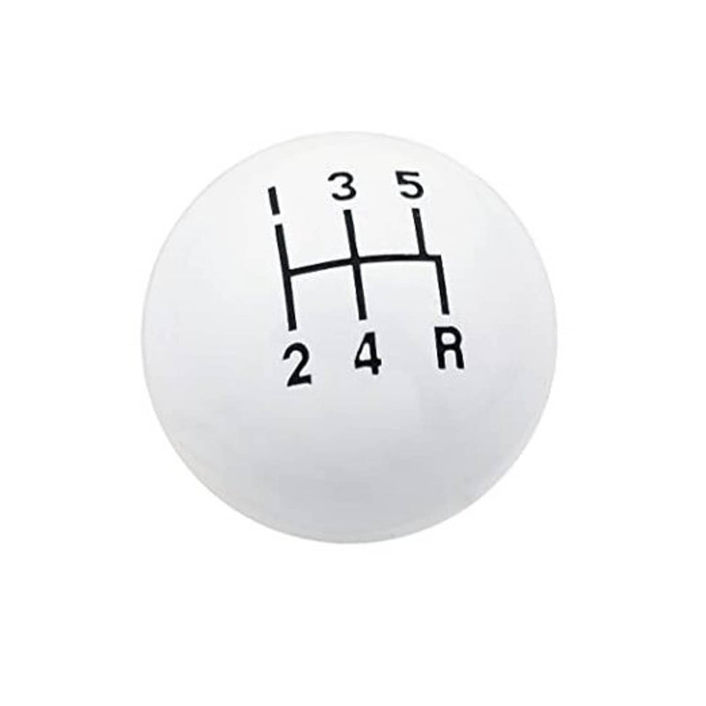 White round ball shift knob with 1–5 numbers and R shift pattern