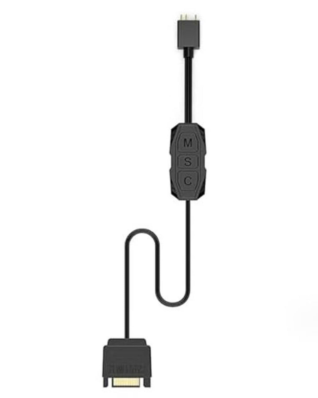 Wired ARGB mini controller cable with 3-pin plug, top connector, and switch module