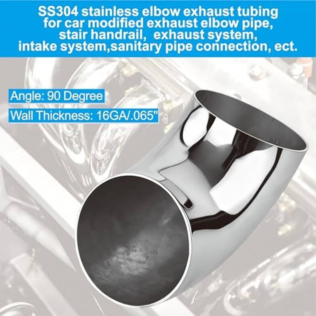 Stainless steel 90-degree elbow pipe fitting with wide round inlet and outlet