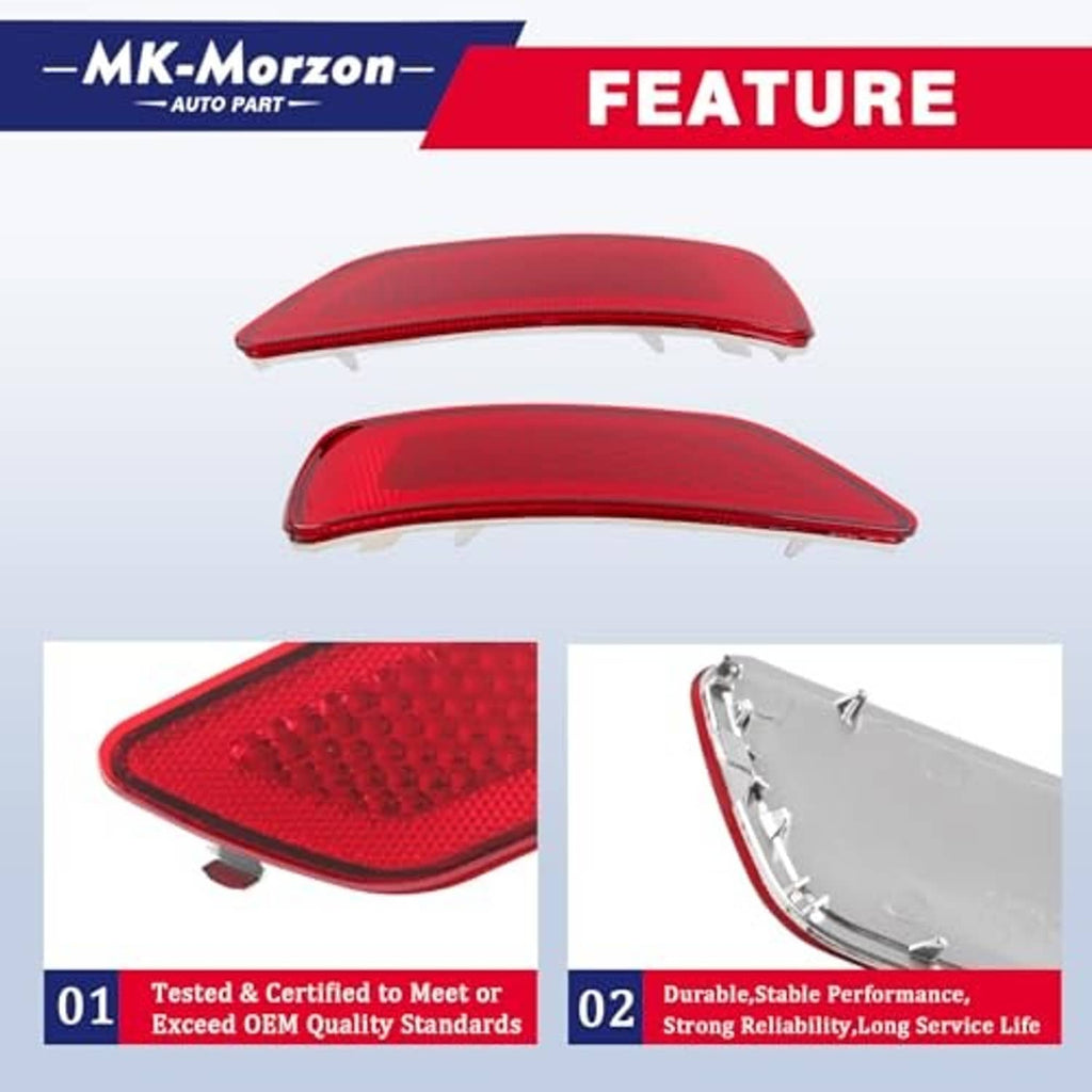 Red rear bumper reflector lamp with textured lens and visible mounting clips