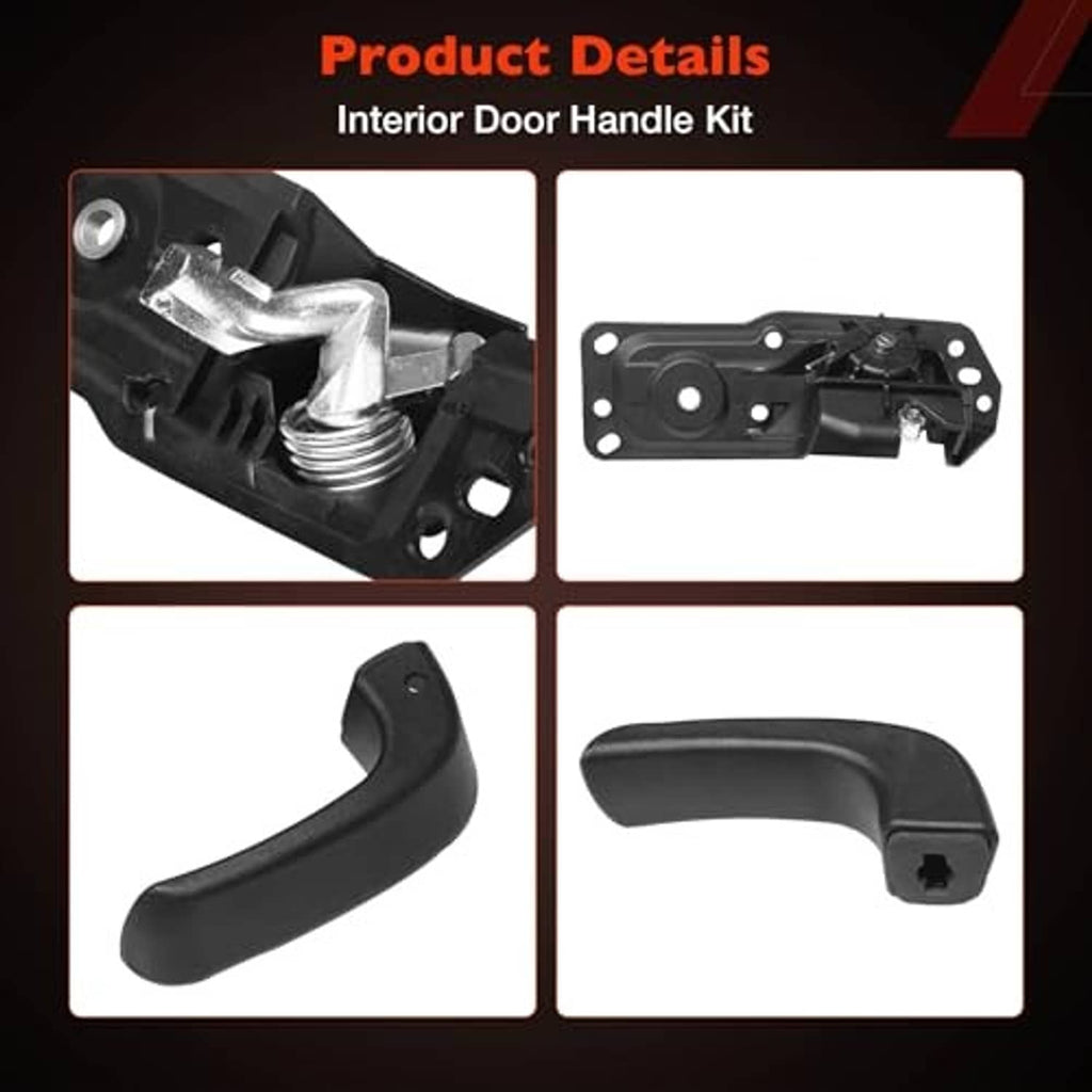 Interior door handle kit with latch assembly and curved black exterior grip