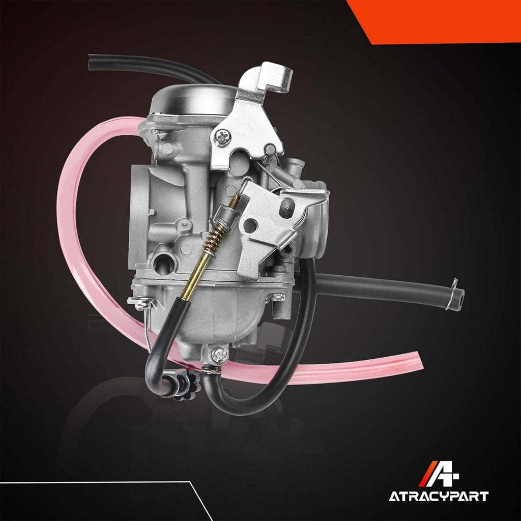 Carburetor with side components, metal body and pink fuel hose