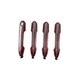 Set of four red exterior door handle outers with silver trim and front latch hole