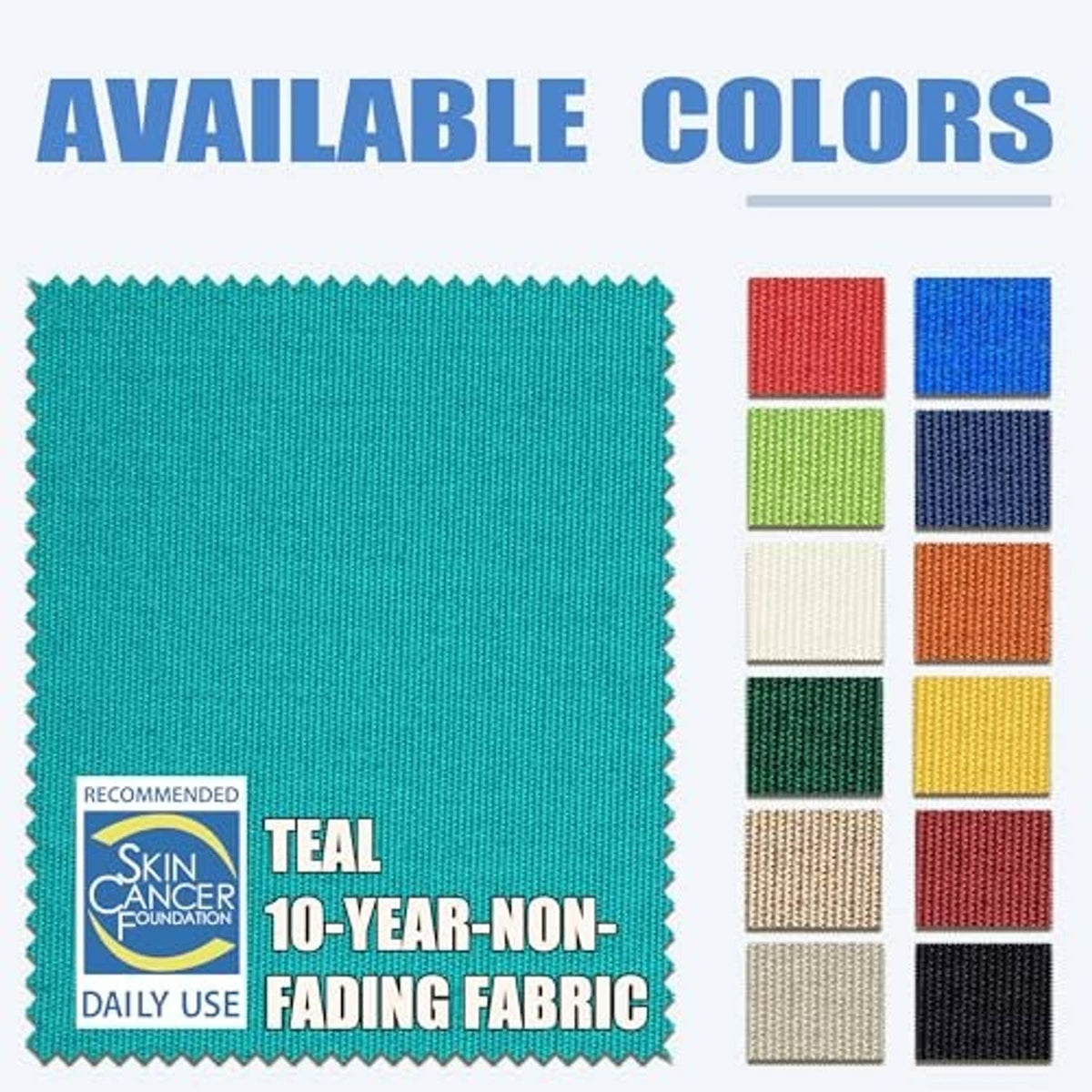 Teal market patio umbrella fabric swatch panel with multiple available color options