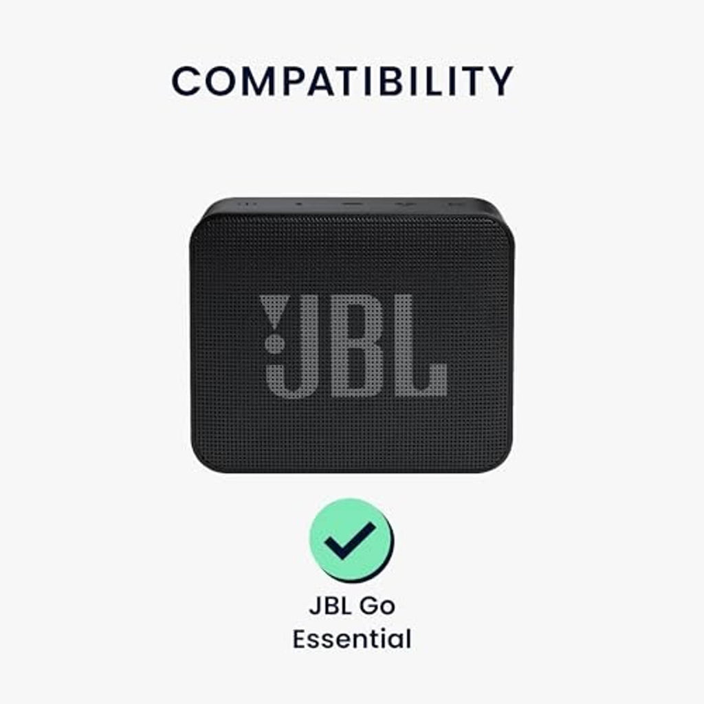 Black silicone case for JBL Go Essential mini speaker, front view