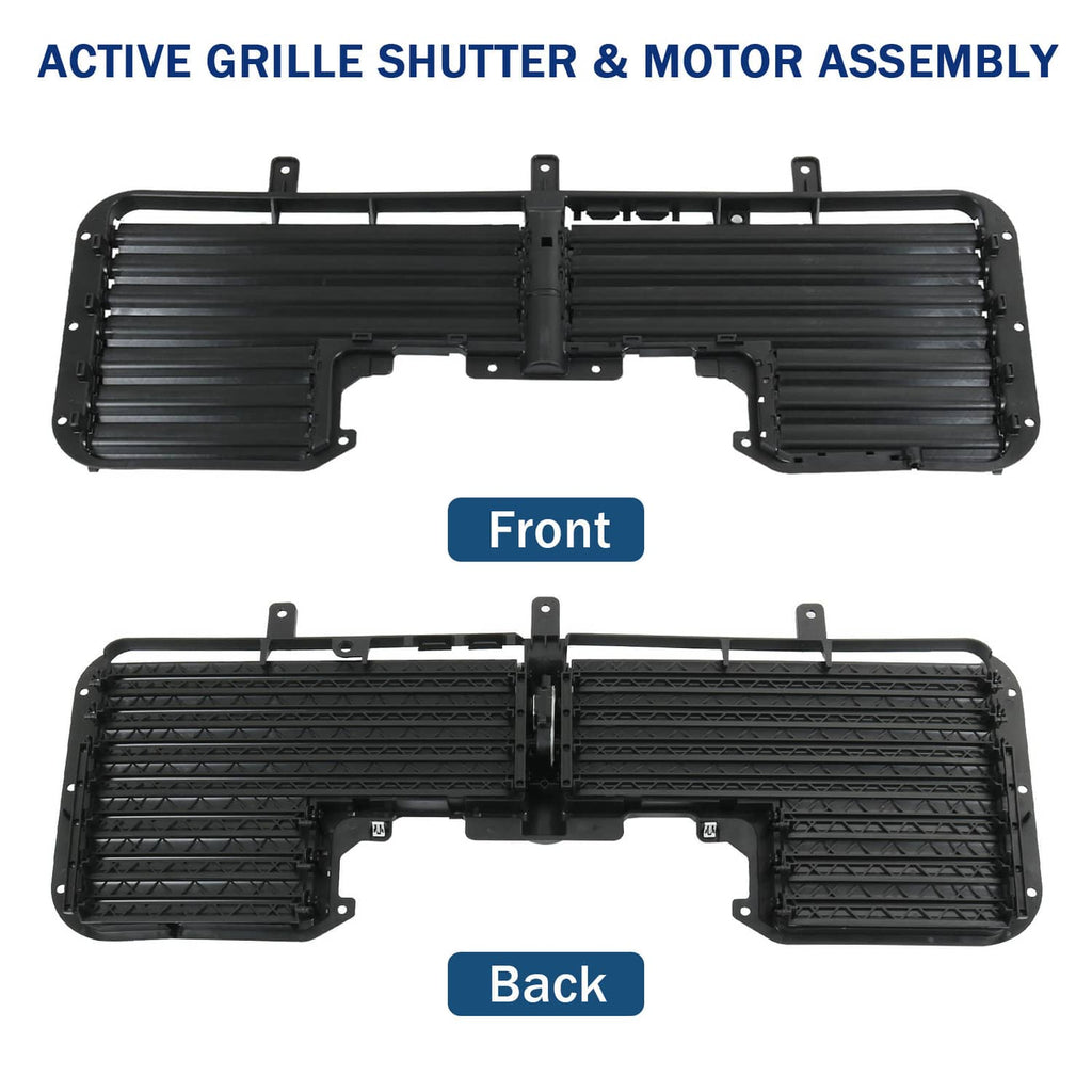 Active grille shutter louver assembly with central actuator bar, black