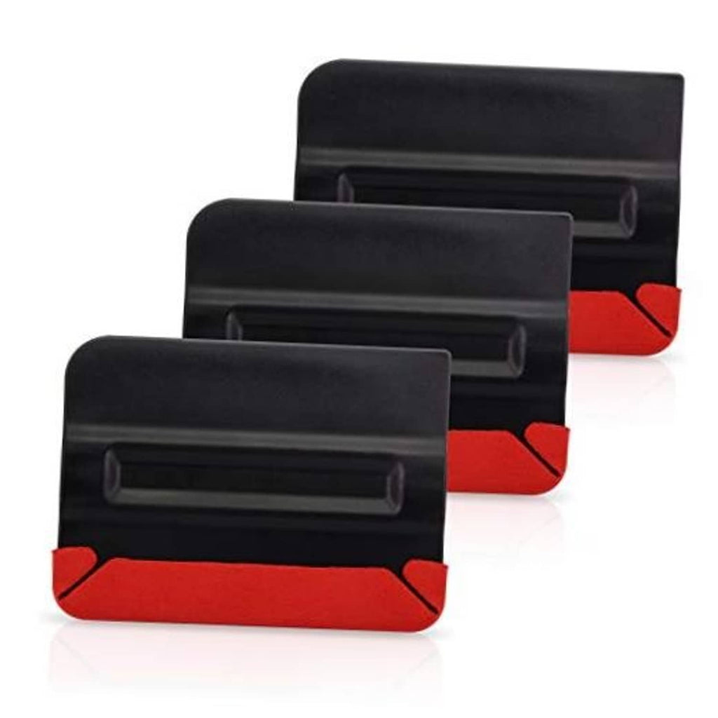 4-inch magnetic felt squeegee set, black handle with red felt edge, three-pack