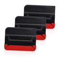 4-inch magnetic felt squeegee set, black handle with red felt edge, three-pack