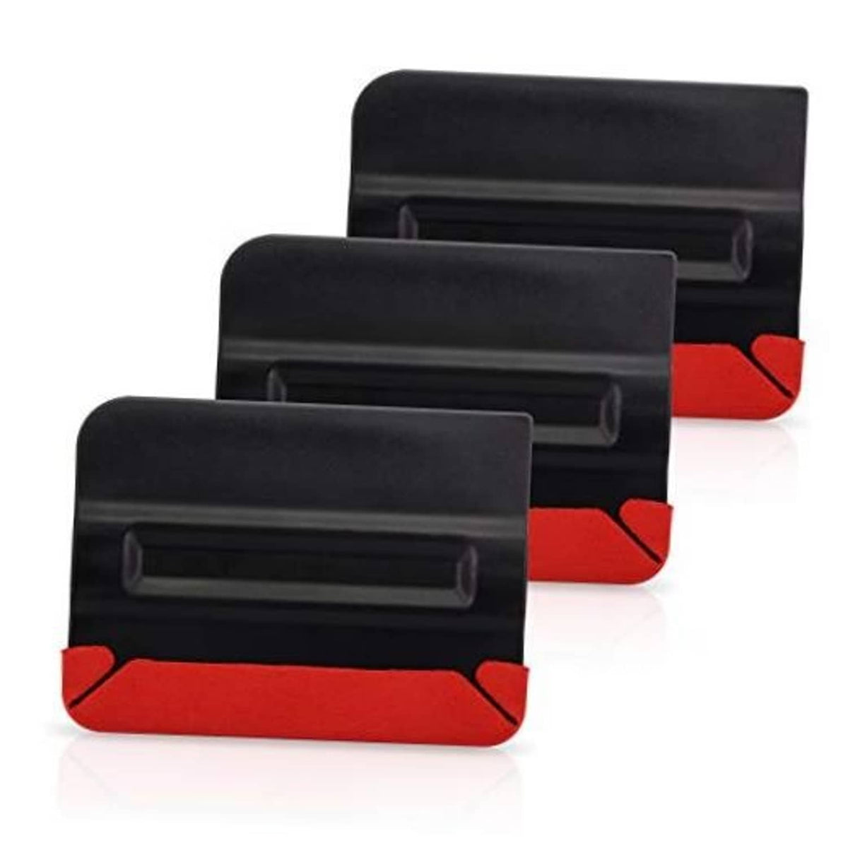 4-inch magnetic felt squeegee set, black handle with red felt edge, three-pack