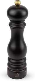 Chocolate-finish wooden pepper mill with brass top, U'Select grinder body