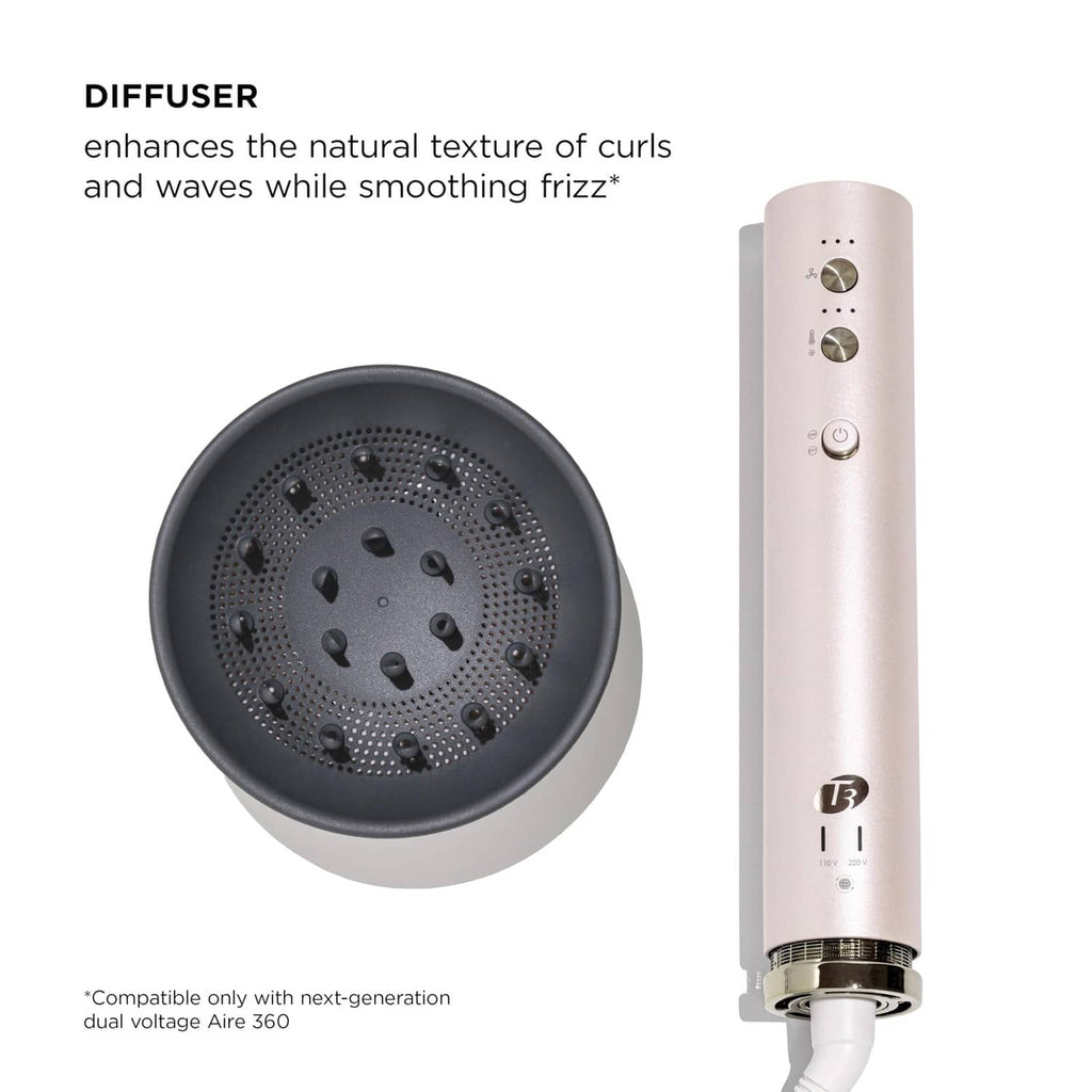 Satin blush air-styler diffuser with control buttons and circular perforated head