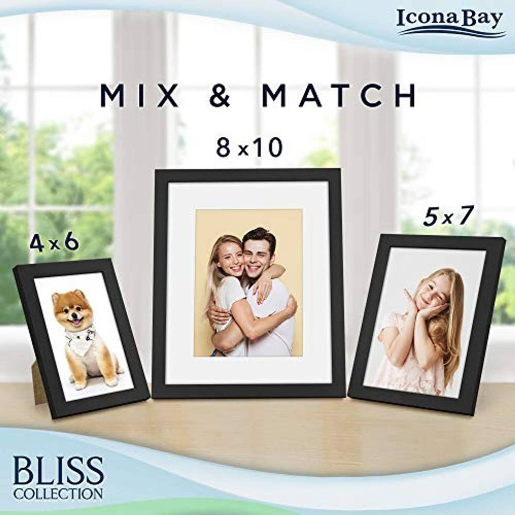 Black photo frame set featuring a 4x6 frame for mix-and-match display