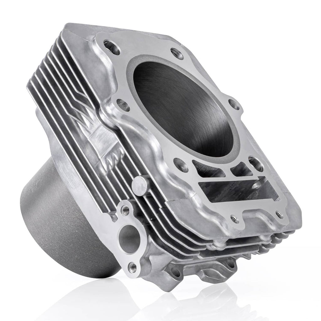 Aluminum engine cylinder block with large bore and cooling fins, side gasket ports