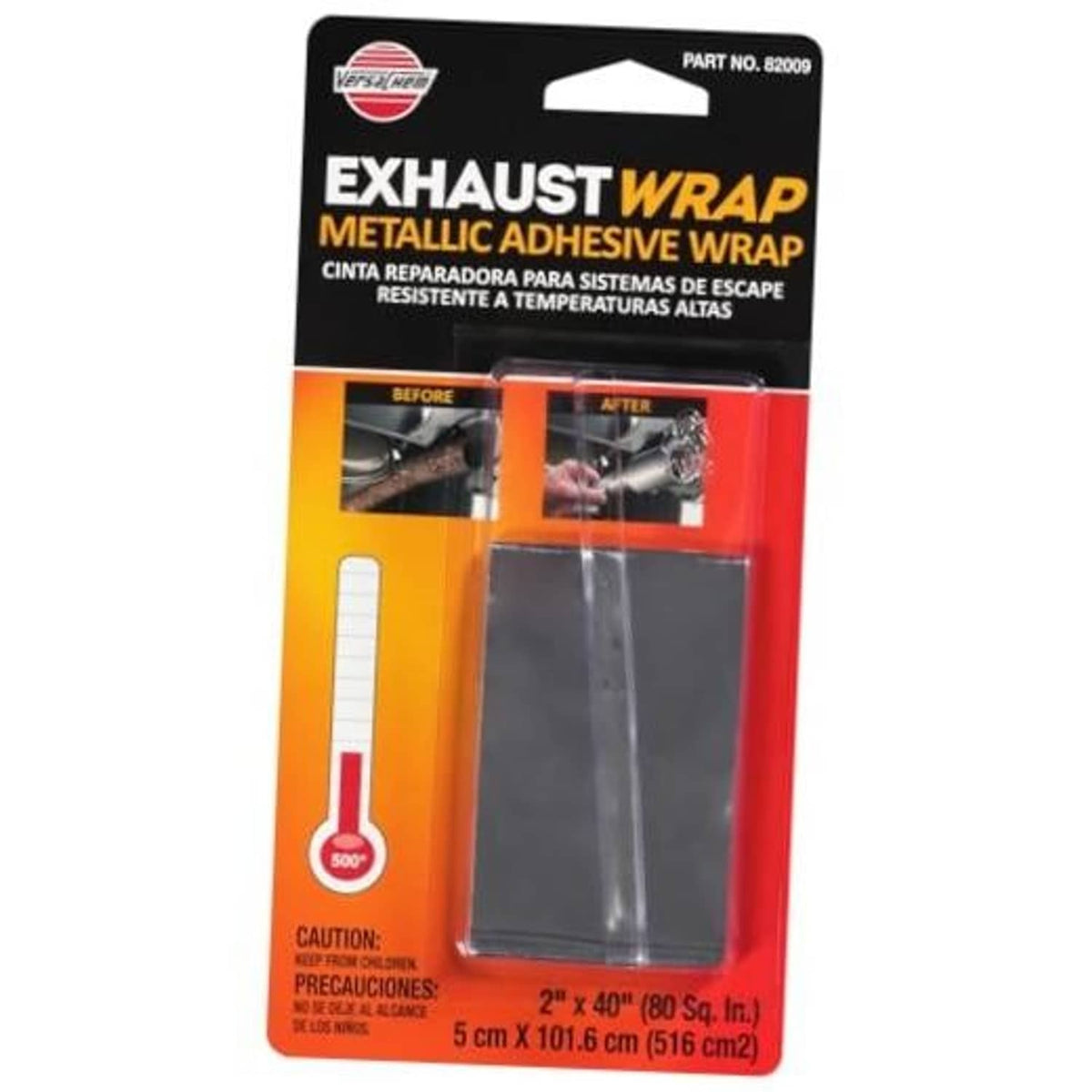 Versachem Exhaust Wrap metallic adhesive wrap, 2 in x 40 in, sealed in pack