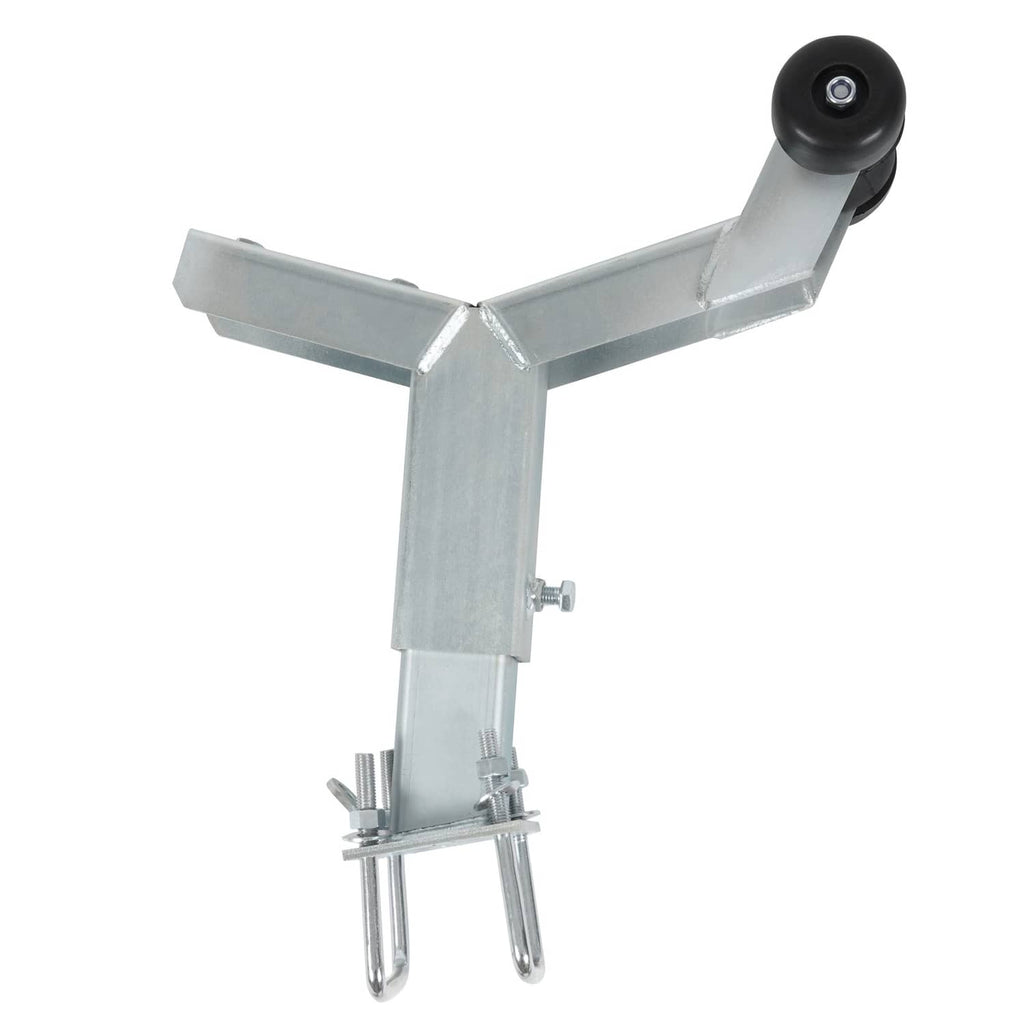 Adjustable winch stand bracket with roller roller head and welded steel base legs