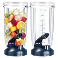 32 oz clear replacement cup with black lid, measurement scale, and drink intake spout
