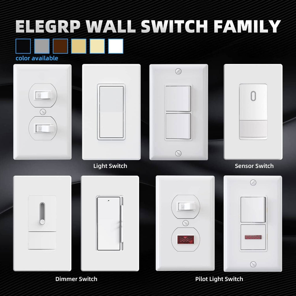 Matte white single-pole wall switch in white finish among switch collection
