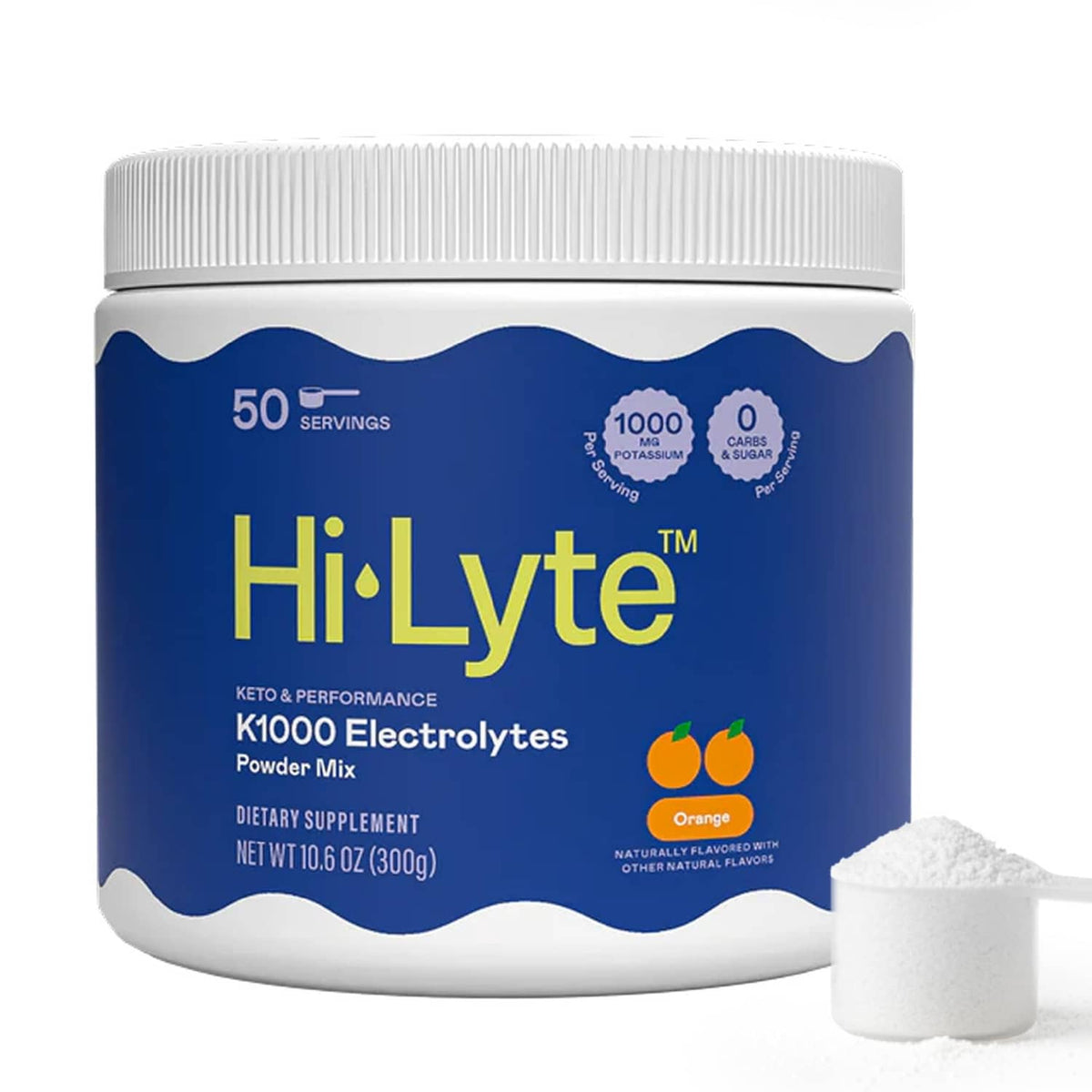 Hi-Lyte electrolytes powder mix container, blue label, 50 servings