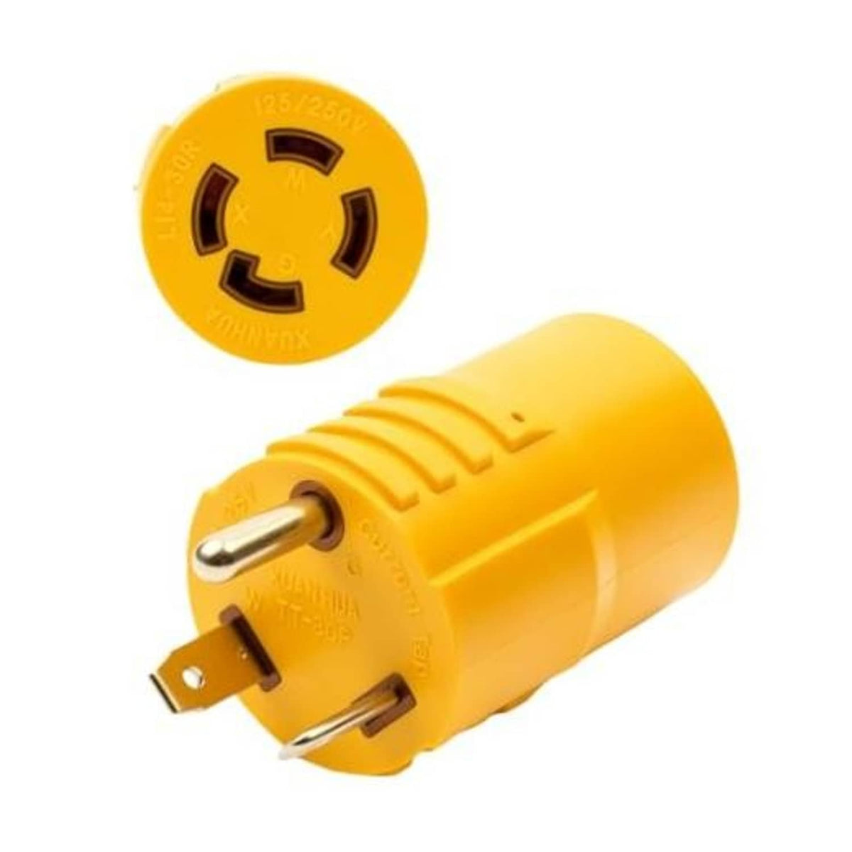 Yellow generator transfer switch adapter with TT-30P male plug